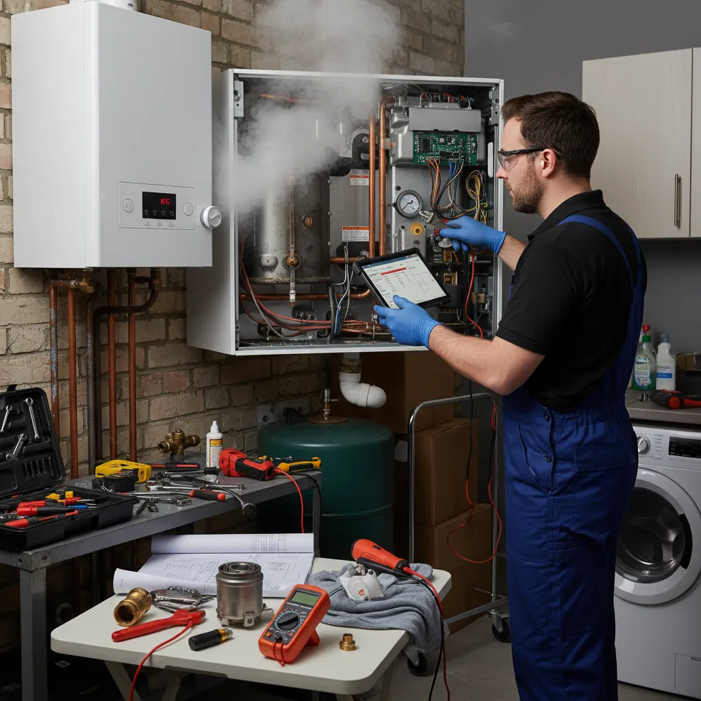 Boiler repair process in action
